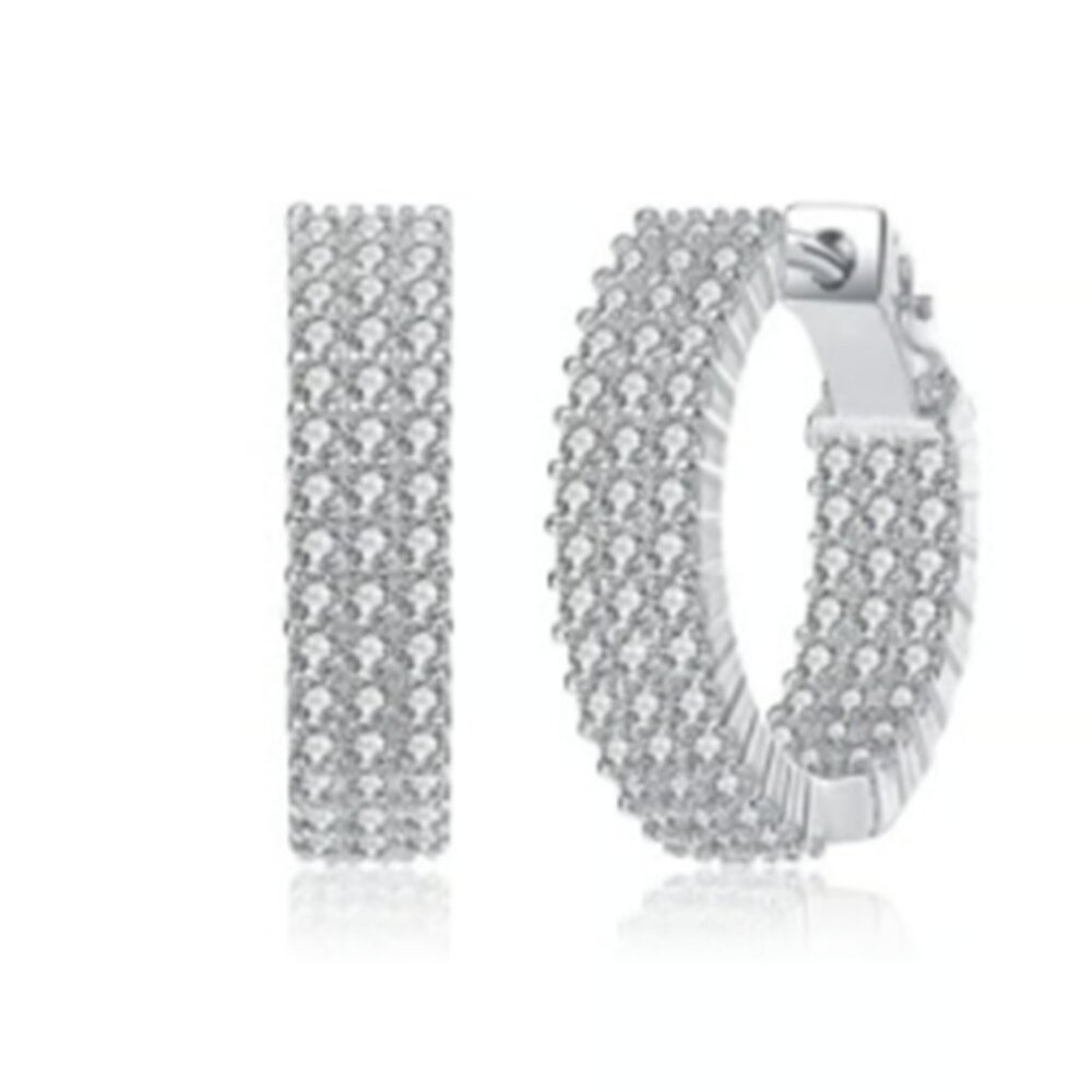 NWB Rachel Glauber rhodium plated earrings sterling silver - A330